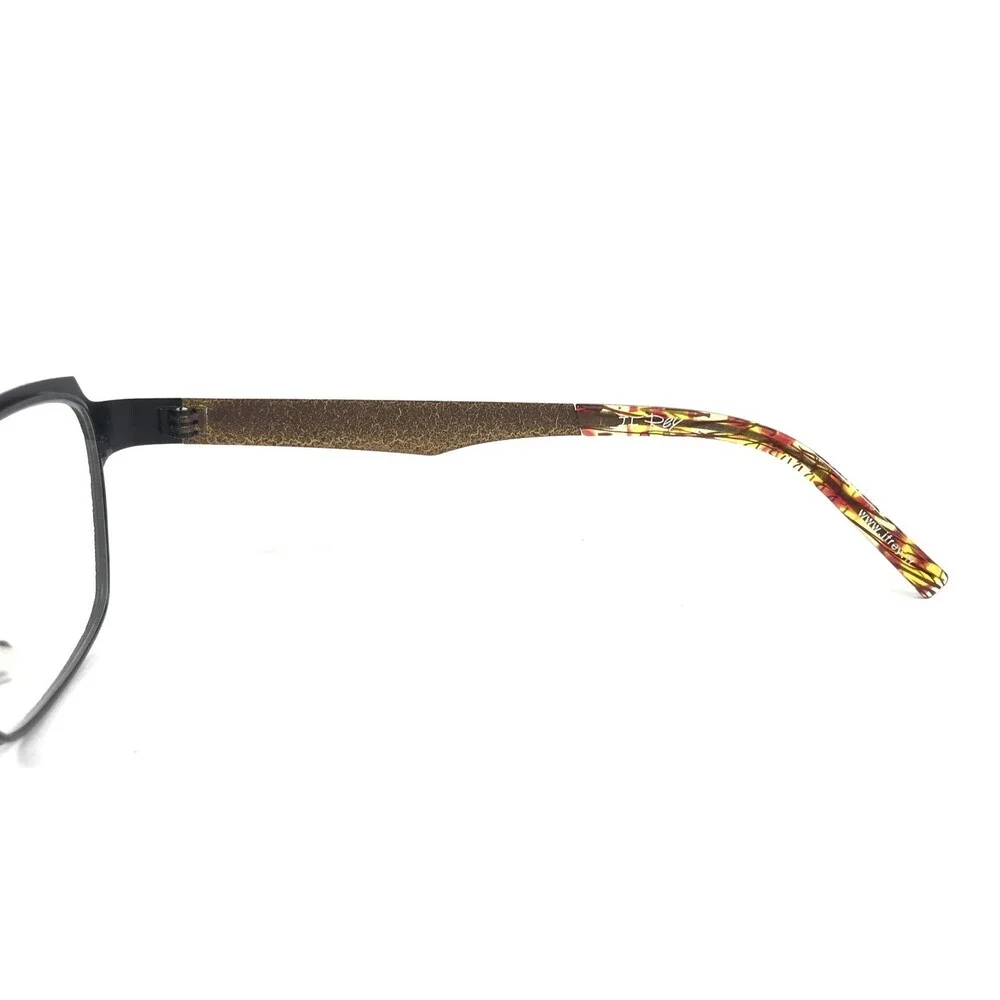 J.F. Rey Eyeglasses Frames JF2602 0059 Black Gilded Gold Lizard Print 55-18-130